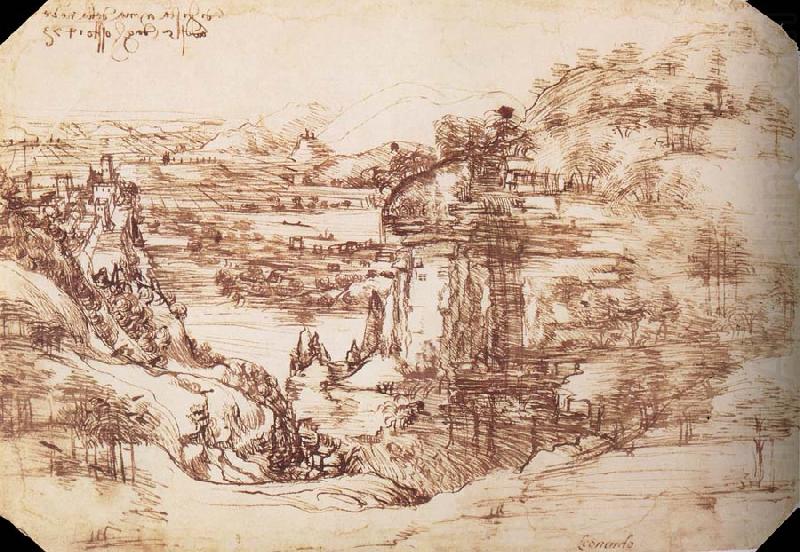 Landscape in the Arnotal, LEONARDO da Vinci